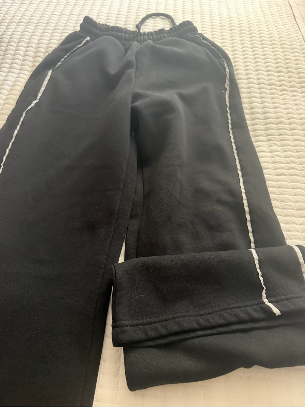 Kids Black Jogger Pants with White Side Trim